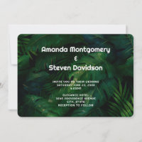 Dark Green Tropical Leaves Pattern Wedding