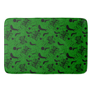 Dark Green Vintage Butterfly Bird  Bath Mat