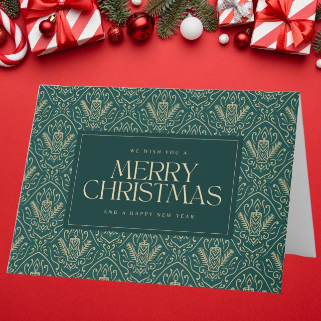 Dark Green Vintage Christmas Candle Card (Creator Uploaded)