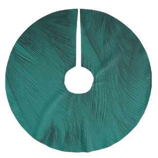Dark Green Vintage Feather Texture Brushed Polyester Tree Skirt