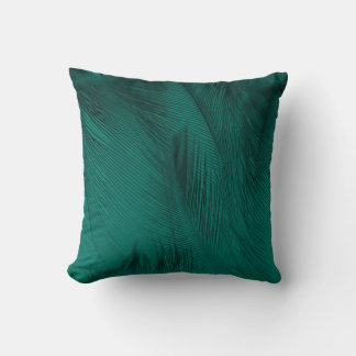 Dark Green Vintage Feather Texture Throw Pillow