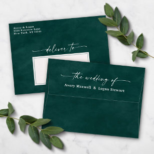 Dark Green Watercolor A7 5x7 Wedding Invitation Envelope