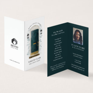 Dark Green Watercolor Front Door Photo & Services Business Card