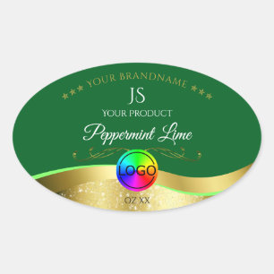 Dark Green Wavy Gold Logo Monogram Product Label