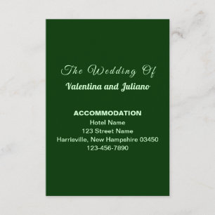 Dark Green Wedding Accommodation Portrait Enclosure Card