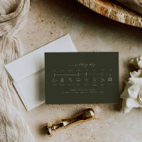 Dark Green Wedding Timeline Insert Card With Icons