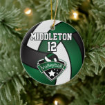 Dark Green, White and Black Volleyball 🏐 Ceramic Ornament<br><div class="desc">Volleyball 🏐 Ornament ready for you to personalize. Makes a wonderful personalize gift for your volleyball player, coach, fan, etc... ⭐This Product is 100% Customizable. Graphics and/or text can be added, deleted, moved, resized, changed around, rotated, etc... 99% of my designs in my store are done in "LAYERS". This makes...</div>