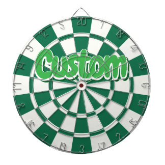 Dark Green, White And Green Customizable Text Dartboard