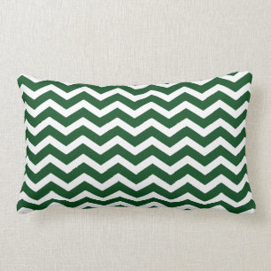 Dark Green White Chevron Pattern Lumbar Pillow