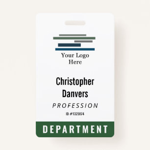 Dark Green White Employee ID Large Logo Badge