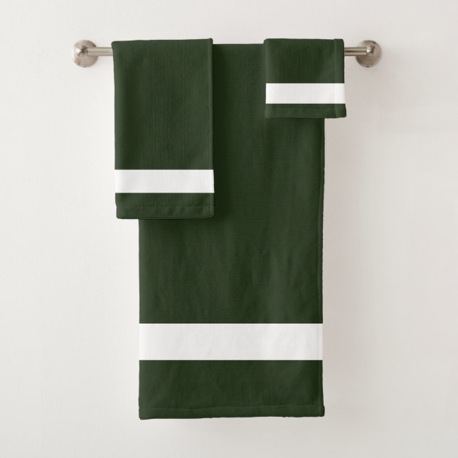 Dark Green White  Gift  Bath Towel Set (Insitu)