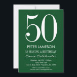 Dark Green White Modern Adult Birthday Invitations<br><div class="desc">A simple and modern dark green and white birthday invitation for milestone or any age birthday.  This invite is for any age including milestones: 18th 21st 30th 35th 40th 45th 50th 55th 60th 65th 70th 75th 80th 85th 90th</div>