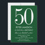 Dark Green White Modern Adult Birthday Invitations<br><div class="desc">A simple and modern dark green and white birthday invitation for milestone or any age birthday.  This invite is for any age including milestones: 18th 21st 30th 35th 40th 45th 50th 55th 60th 65th 70th 75th 80th 85th 90th</div>