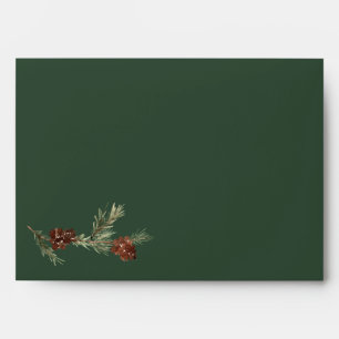Dark Green Winter Pine Wedding Envelope