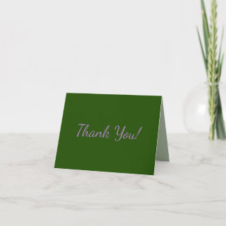 Dark Green with Lavender Text Thank You Card