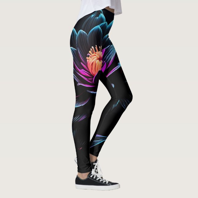 Dark Green with Orange Flower Leggings (Right)
