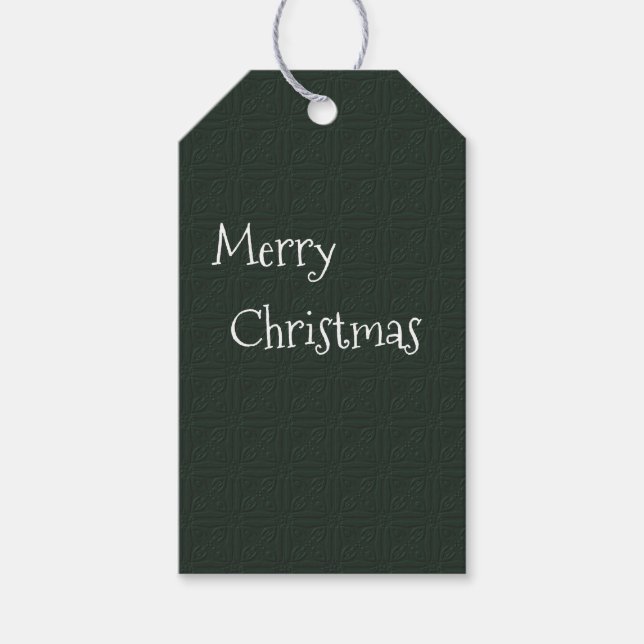 Dark Green With Pattern  Gift Tags (Front)