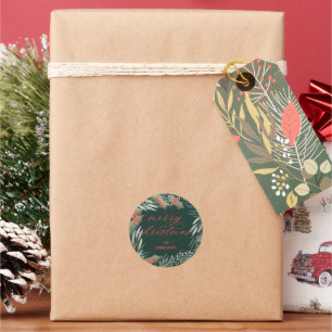 Dark Green Wreath Classic Christmas Sticker
