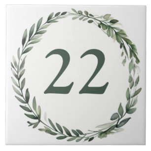 Dark Green Wreath Custom House Number Plate Sign Tile