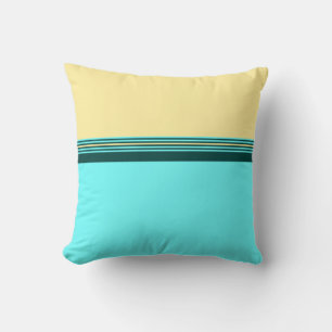 Dark Green Yellow Blue Stripes Throw Pillow