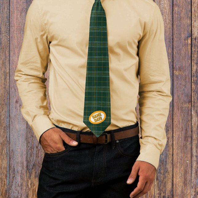 Dark Green & Yellow Plaid Pattern Game Day Tie (Creator Uploaded)