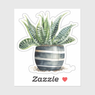 Dark Green Zebra Haworthia Plant Vinyl Stickers