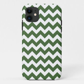 Dark Green Zig Zag Stripe Pattern iPhone 11 Case