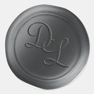 Dark Grey 2 Letter Monogram Wax Seal Stickers