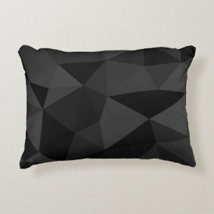 Dark grey and black geometric mesh pattern accent pillow