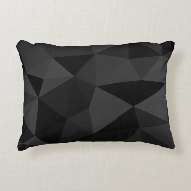 Dark grey and black geometric mesh pattern accent pillow (Front)