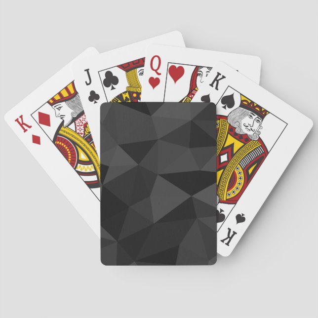 Dark grey and black geometric mesh pattern playing cards (Back)