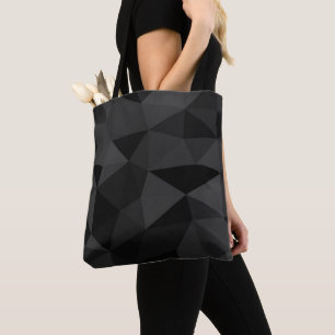 Dark grey and black geometric mesh pattern tote bag