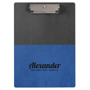 Dark-grey and blue faux leather clipboard