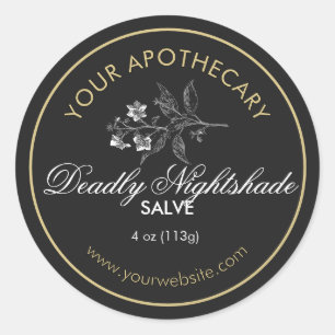 Dark Grey and Gold Apothecary Label Round