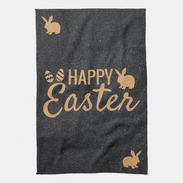 Dark Grey And Gold Glitter Kitchen Towel (Vertical)