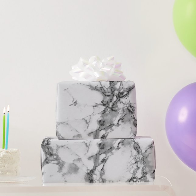 Dark Grey and Light Grey Marble Texture Look Wrapping Paper (Party Gifts)