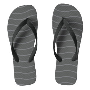 Dark Grey and Light Grey Wave Pattern Flip Flops