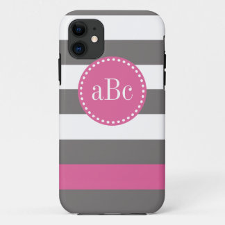 Dark Grey and Pink Monogram Case