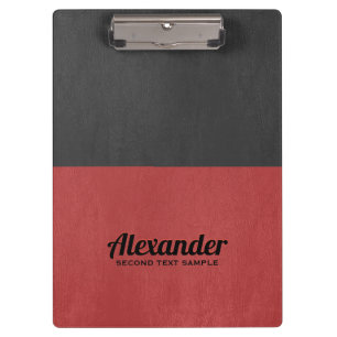 Dark-grey and red faux leather clipboard