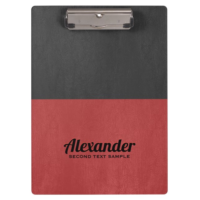 Dark-grey and red faux leather clipboard (Front)