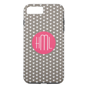 Dark Grey and Violet Red  Heart Pattern Monogram Case-Mate iPhone Case