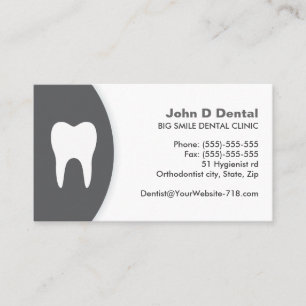 Dark grey and white dental dentist business card