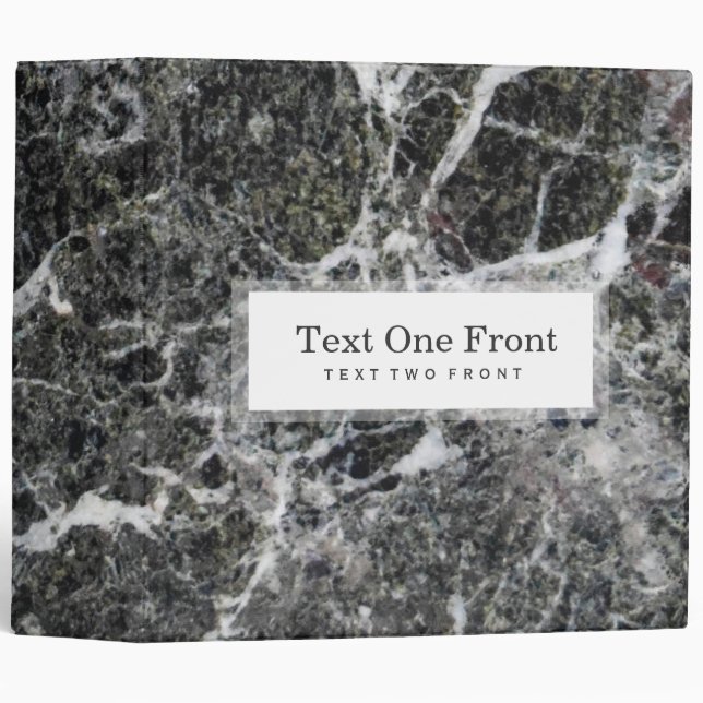 Dark Grey And White Marble Stone White Frame Binder (Front/Spine)