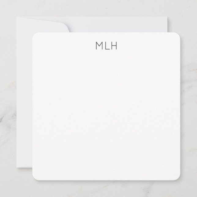 Dark Grey and White Minimalist Square Flat Note  Invitation (Front)
