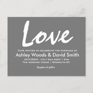 Dark Grey and White Modern Script Invitation