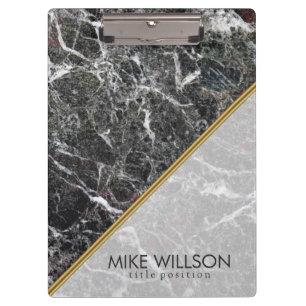 Dark Grey And White Spotted Marble Stone Clipboard