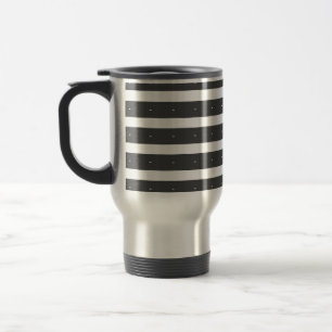 Dark grey and white stripes travel mug