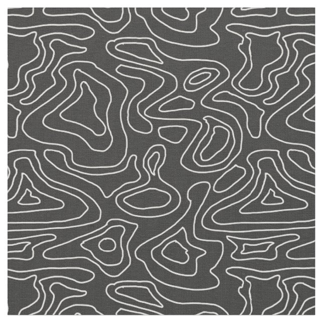 Dark Grey and White Stripes Wave Elevation Topogra Fabric (Close Up)