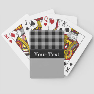 Dark Grey Black Buffalo Check Plaid CBN Monogram Playing Cards