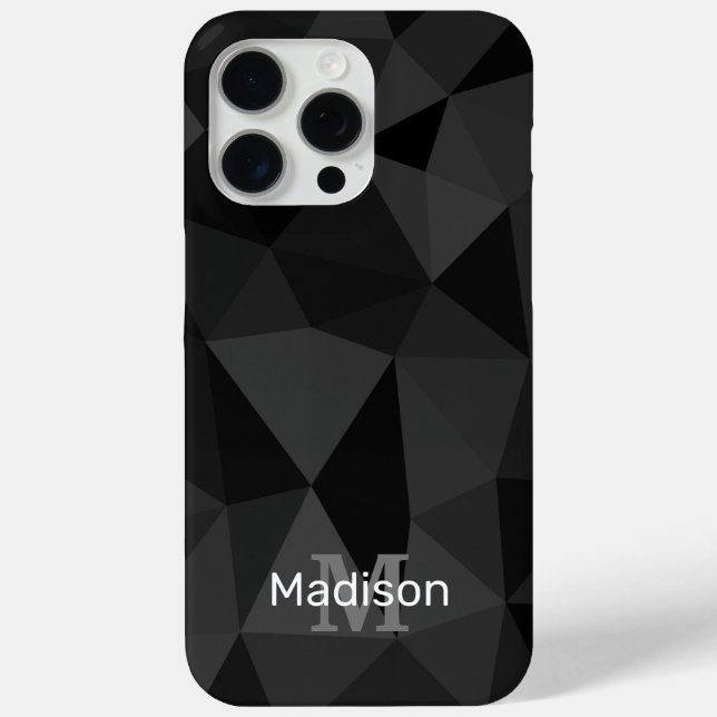 Dark grey black geometric mesh pattern Monogram Case-Mate iPhone Case (Back)